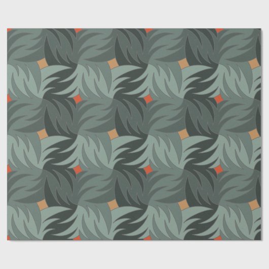 Modern kerstgroen patroon cadeaupapier (Vlak)