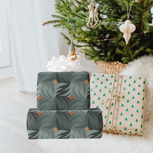 Modern kerstgroen patroon cadeaupapier