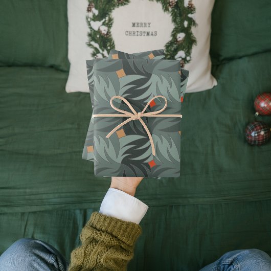 Modern kerstgroen patroon inpakpapier vel