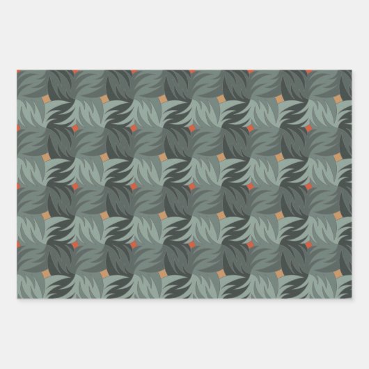 Modern kerstgroen patroon inpakpapier vel (Voorkant 3)