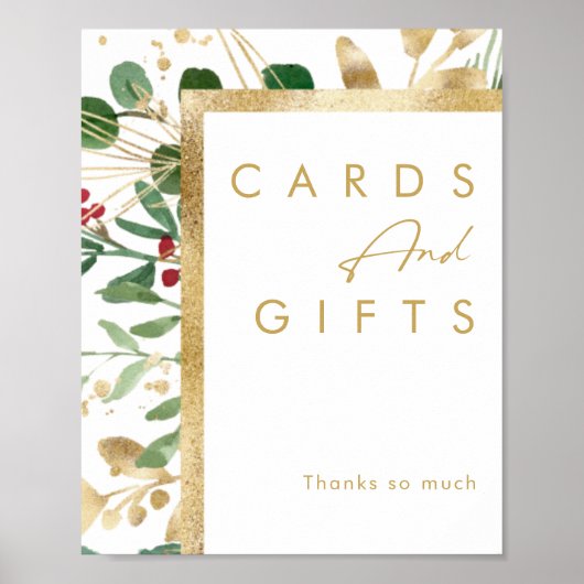 Modern kerstgroen | Witte Kaarten en geschenken Poster (Voorkant)