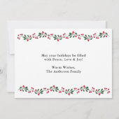 Modern Kerstgroet Bessen Groene Tinten 3 Foto Feestdagenkaart (Achterkant)