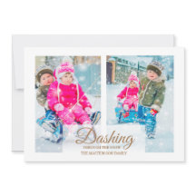 Modern kerstkaart met 2 foto's van sneeuw