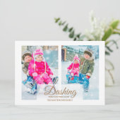 Modern kerstkaart met 2 foto's van sneeuw kaart (Staand voorkant)
