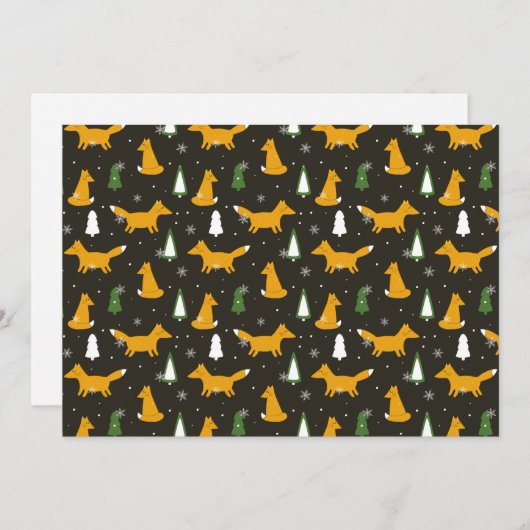 Modern Kerstkaart met Vos en Dennenboom (Voorkant / Achterkant)