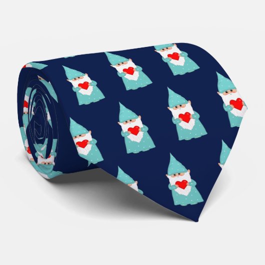 Modern Kerstkabouterpatroon op Navyblauw Stropdas (Opgerold)
