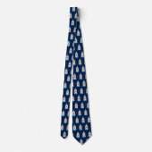 Modern Kerstkabouterpatroon op Navyblauw Stropdas (Achterkant)