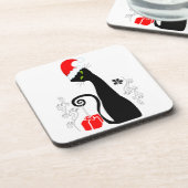 Modern kerstKat Bier Onderzetter (Linkerzijde)