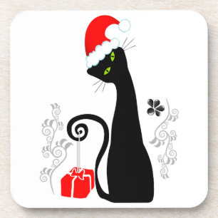 Modern kerstKat Bier Onderzetter