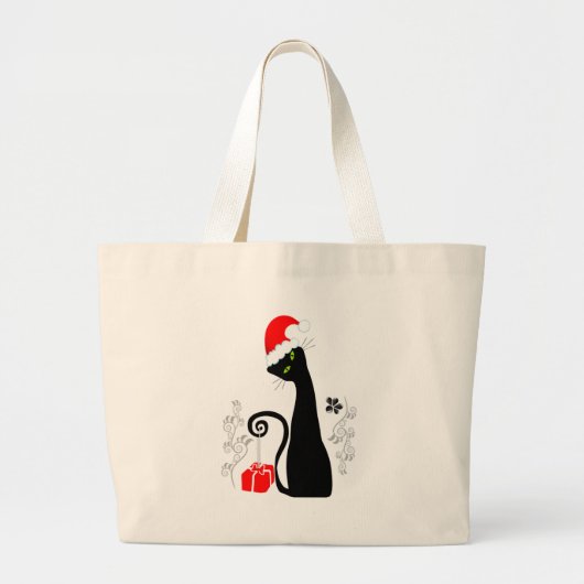 Modern kerstKat Grote Tote Bag (Voorkant)
