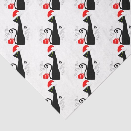 Modern kerstKat in Santa Hats Tissuepapier (Detail)