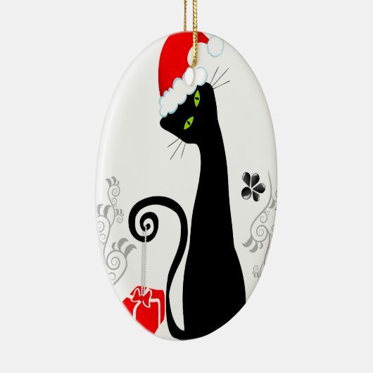 Modern kerstKat Keramisch Ornament (Rechts)