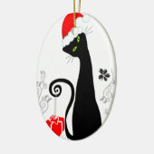 Modern kerstKat Keramisch Ornament (Links)