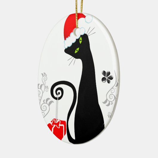 Modern kerstKat Keramisch Ornament (Links)