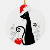 Modern kerstKat Keramisch Ornament (Voorkant)