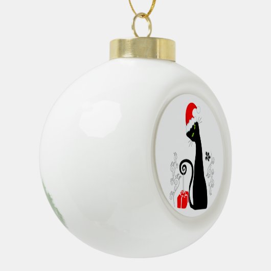 Modern kerstKat Keramische Bal Ornament (Links)