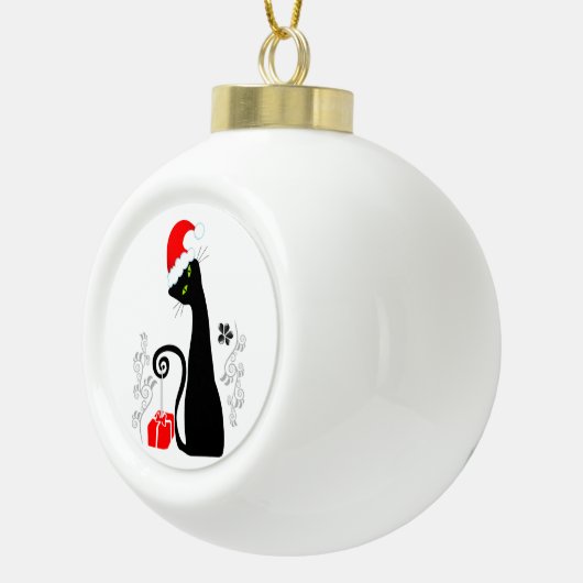 Modern kerstKat Keramische Bal Ornament (Rechts)