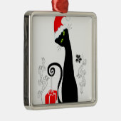 Modern kerstKat Metalen Ornament (Rechts)