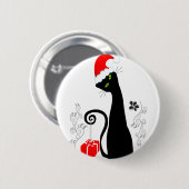 Modern kerstKat Ronde Button 5,7 Cm (Voorkant /achterkant)