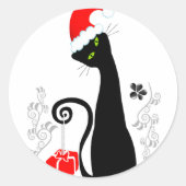 Modern kerstKat Ronde Sticker (Voorkant)