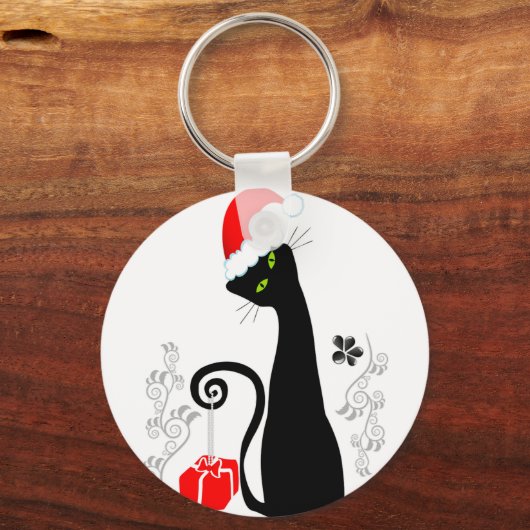 Modern kerstKat Sleutelhanger (Voorkant)