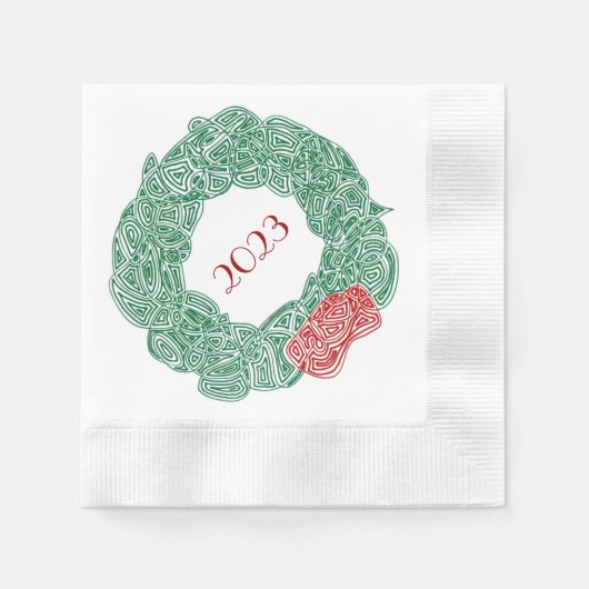 Modern Kerstkransjaar Servet (Voorkant)