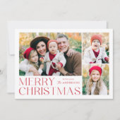 Modern Kerstmis 4 Foto Collage Feestdagenkaart (Voorkant)