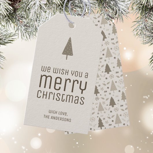 Modern Kerstmis Beige Vakantie Cadeaulabel