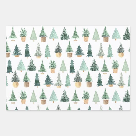 Modern | Kerstmis | Bomen | Minimalistisch Inpakpapier Vel (Voorkant 2)