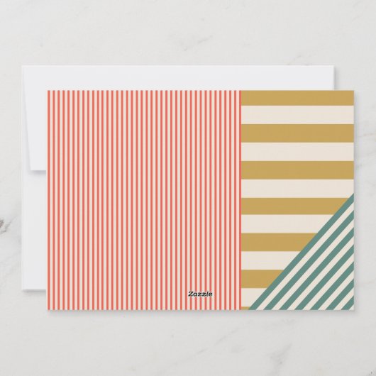 Modern Kerstmis Eén Foto Met Strepen Feestdagenkaart (Achterkant)