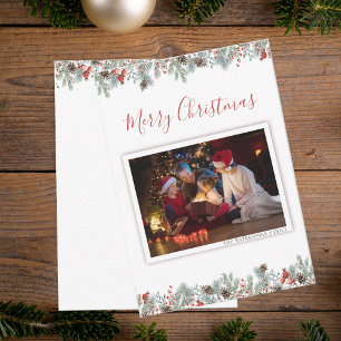 Modern Kerstmis Familie Foto Rustic Kerst Notitiekaartje