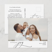 Modern, Kerstmis Familie Foto, Spread Joy Briefkaart (Voorkant / Achterkant)