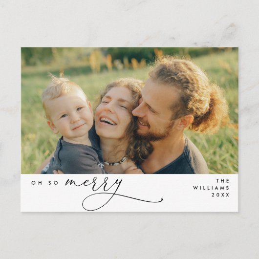 Modern, Kerstmis, Familiefoto, Oh zo vrolijk Briefkaart (Voorkant)