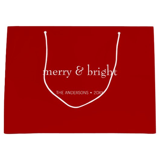 Modern Kerstmis & Fel Rood Vakantie Groot Cadeauzakje (Voorkant)