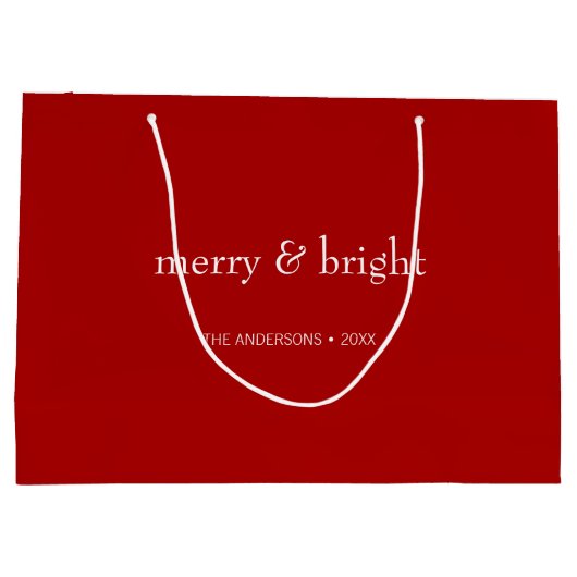 Modern Kerstmis & Fel Rood Vakantie Groot Cadeauzakje (Achterkant)