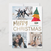 Modern Kerstmis Foto & Boom Notitiekaartje (Voorkant)