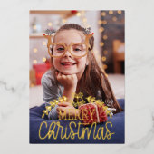 Modern Kerstmis Foto Folie  Folie Feestdagenkaart (Voorkant)