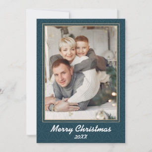 Modern Kerstmis Foto in Turkoois Feestdagenkaart