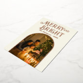 Modern Kerstmis Foto met Ivoor & Roségoud Folie Feestdagenkaart (Gedraaid)