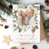 Modern Kerstmis foto minimalistisch script Feestdagenkaart