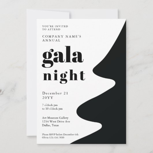 Modern Kerstmis Gala Party Business Kaart (Voorkant)