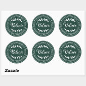 Modern Kerstmis Geloof Retouradres Groen Ronde Sticker (Vel)