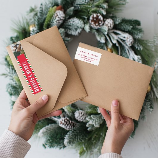 Modern Kerstmis Getrouwd en Vrolijk Fotoadres