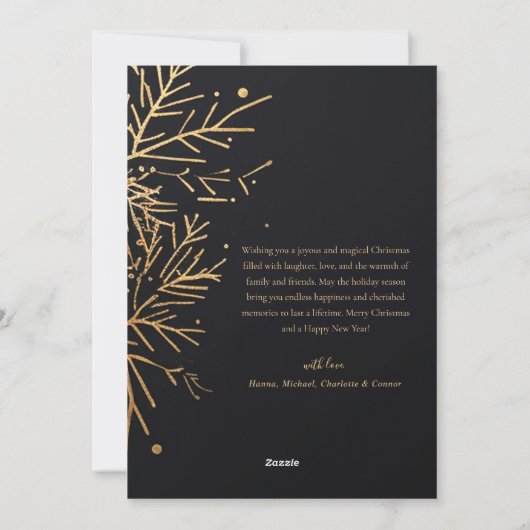 Modern Kerstmis Goud Elegant Zwart Feestelijk Feestdagenkaart (Achterkant)
