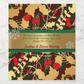 Modern, Kerstmis, Goud, Groen Rood, Aangepast Wijn Etiket (Enkel label)