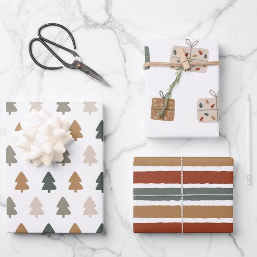 Modern | Kerstmis | Goud | Minimalistisch Inpakpapier Vel (Voorkant)