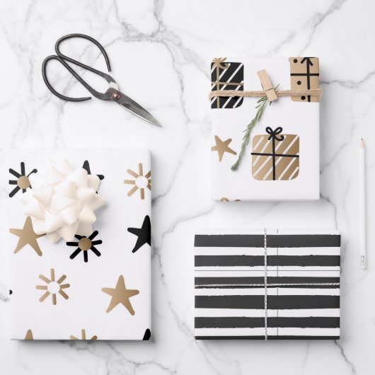 Modern | Kerstmis | Goud | Minimalistisch Inpakpapier Vel (Voorkant)