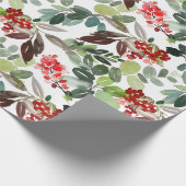 Modern Kerstmis Holly Patroon Cadeaupapier (Hoek)