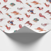Modern Kerstmis Honden Patroon Cadeaupapier (Hoek)