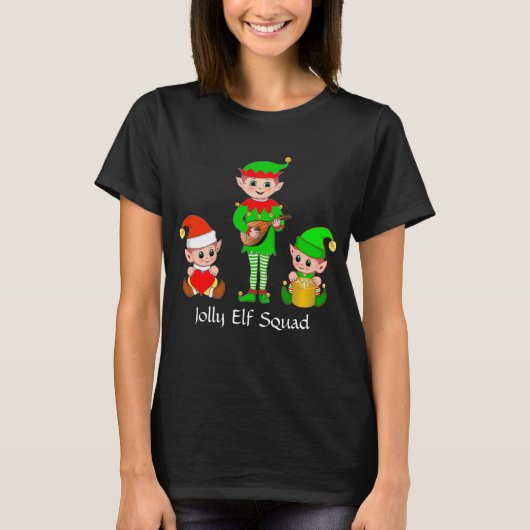 Modern Kerstmis Jolly Elf Squad T-Shirt (Voorkant)